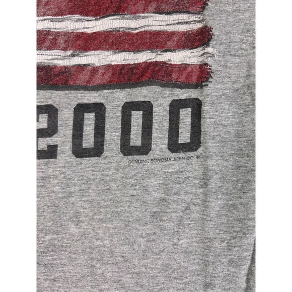 Y2K Sonoma USA 2000 American Flag Tee Shirt Gray Size XL Vintage Patriotic - Picture 3 of 10